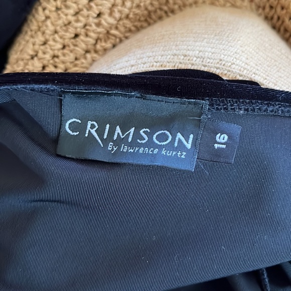 Crimson Velvet Dress And Beaded Jacket Set - Picture 13 of 14